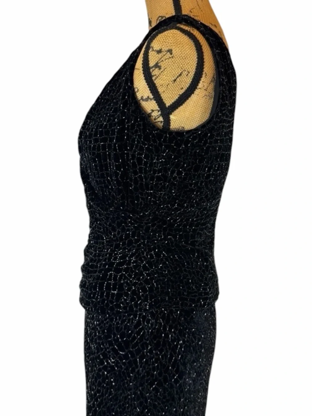 Vintage Carmen Marc Valvo Signature Silk Beaded Evening Black Formal Set Size 8